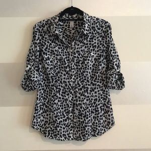 White House Black Market Cheetah print button down